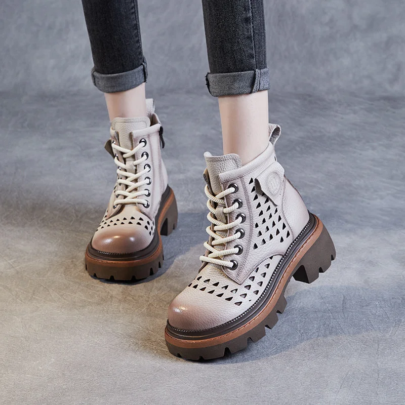 Women Minimalist Hollow Leather Boots