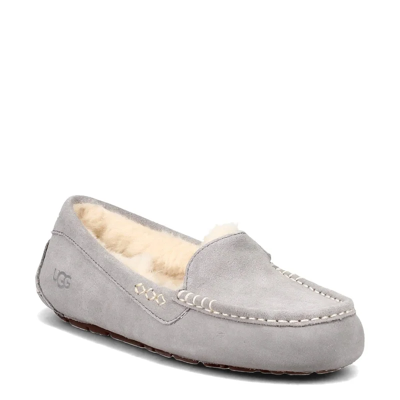 Women's Shoes UGG ANSLEY WIDE Suede Moccasin Slippers 1106878 LIGHT GREY