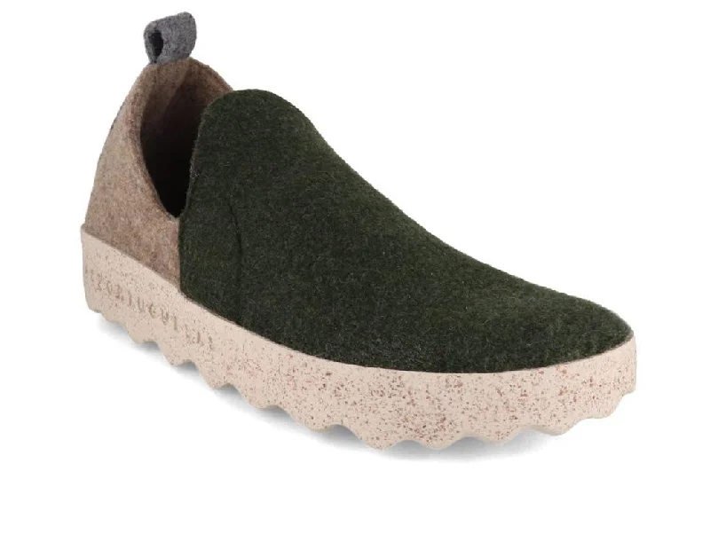 ASPORTUGUESAS Women Felt Slippers 'City', green taupe