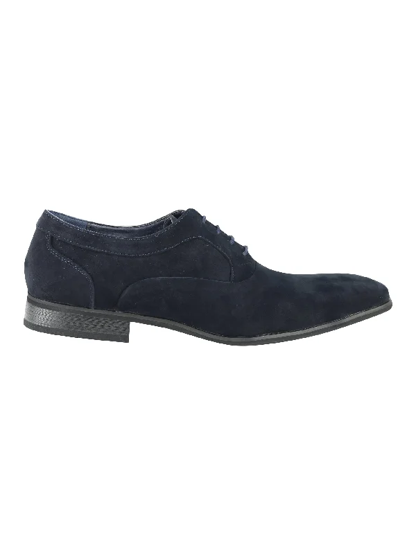 NAVY FAUX LEATHER LACE-UPS SHOES