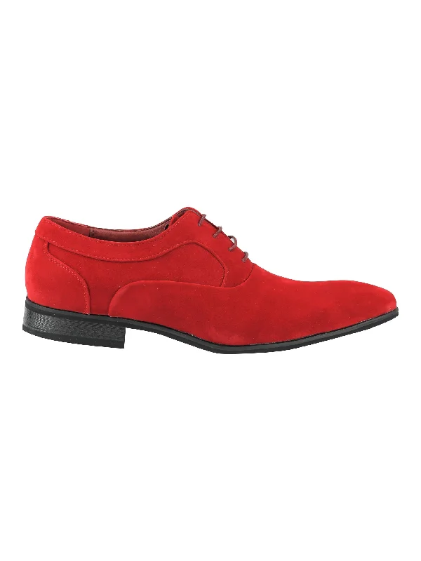 RED FAUX LEATHER LACE-UPS SHOES