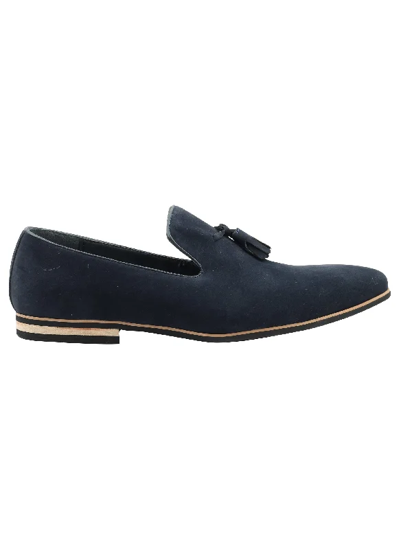 FAUX LEATHER TASSEL DESIGN BLUE LOAFERS