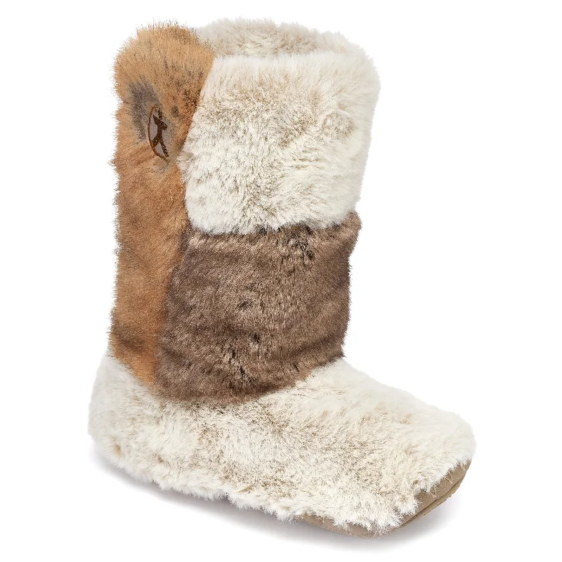 Florence - Mid Luxury Faux Fur Boot - Patchwork Ferret