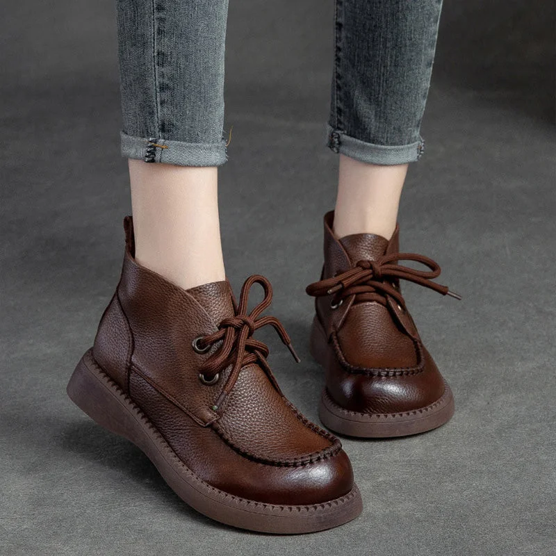 Women Minimalist Soft Leather Casual Ankle Boots