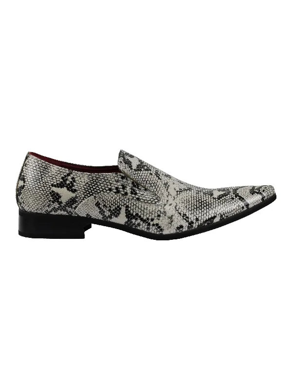 FAUX LEATHER SHINY PRINTED SLIP ON SHOES