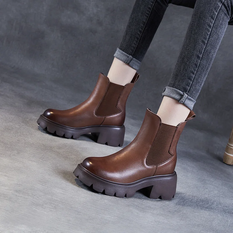 Women Minimalist Slip-on Leather Casual Boots