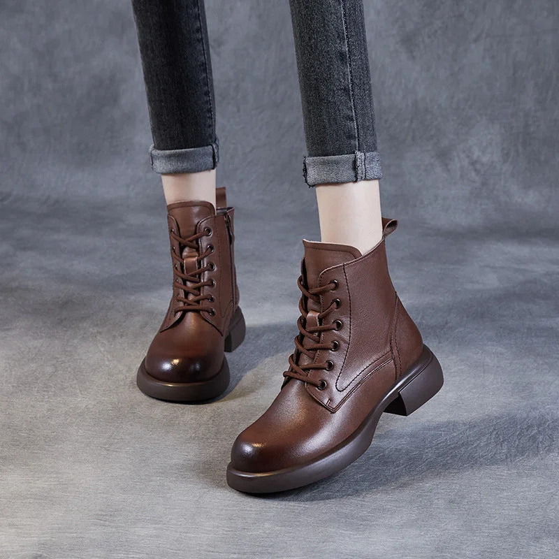 Women Handmade Minimalist Leather Casual Boots