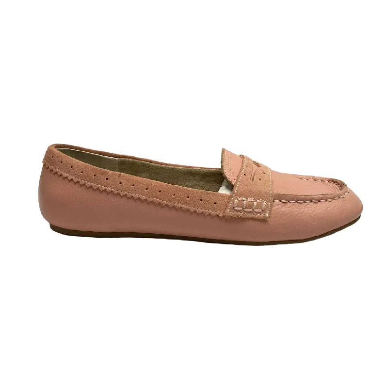 Lands End Women Leather Comfort Penny Loafer Cameo Rose