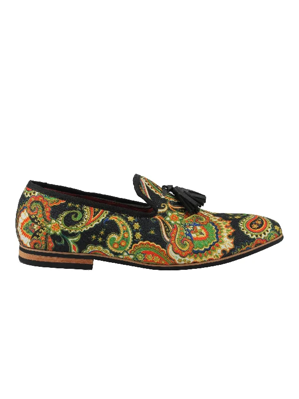 FAUX LEATHER PAISLEY PRINT TASSEL LOAFER