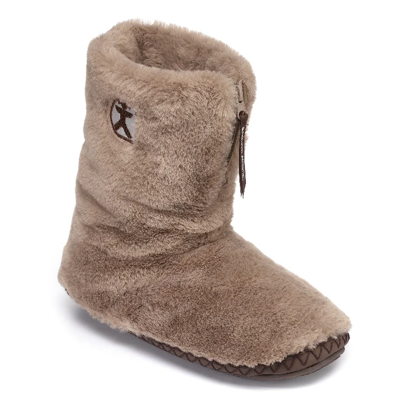 Monroe - Classic Faux Fur Slipper Boot - Taupe / Deep Taupe