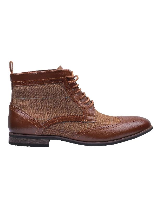 TWEED BROGUE BOOTS LACE UP