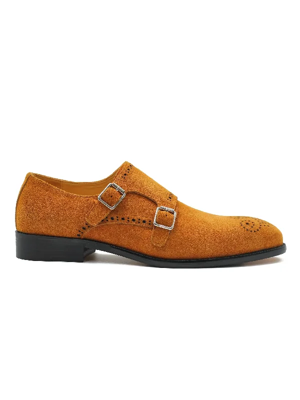 TAN SUEDE DOUBLE MONK SHOES