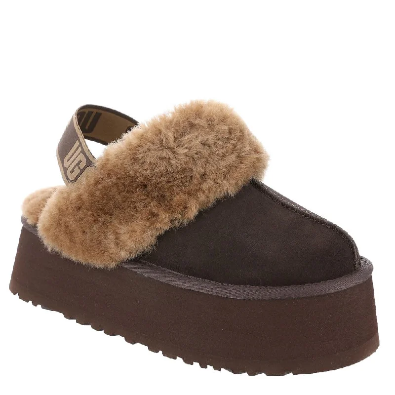 Womens Shoe UGG FUNKETTE Platform Sheepskin & Suede Slippers 1113474 BURNT CEDAR