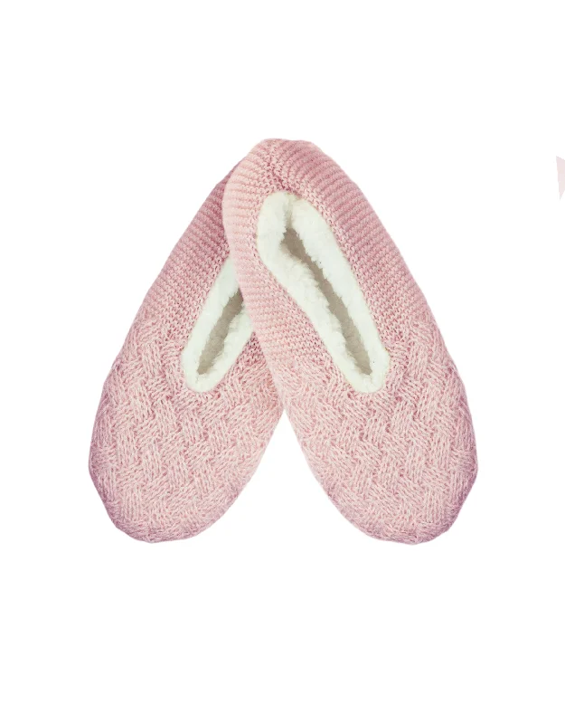 Crochet Sherpa Lined Slipper - Pink