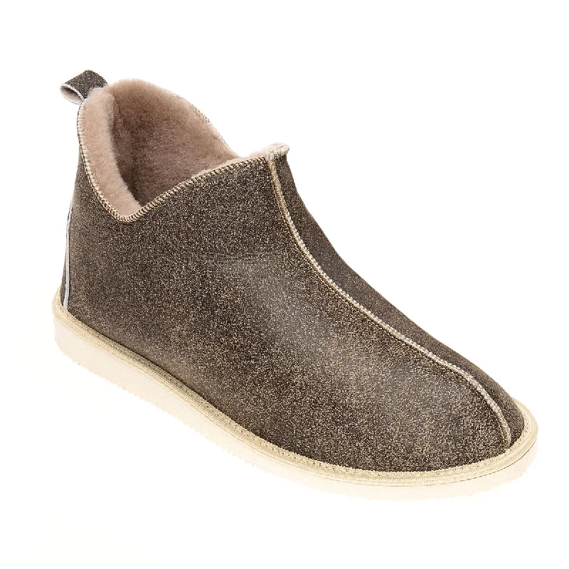 Alpin Sheepskin Slippers - Nutmeg Distressed Leather