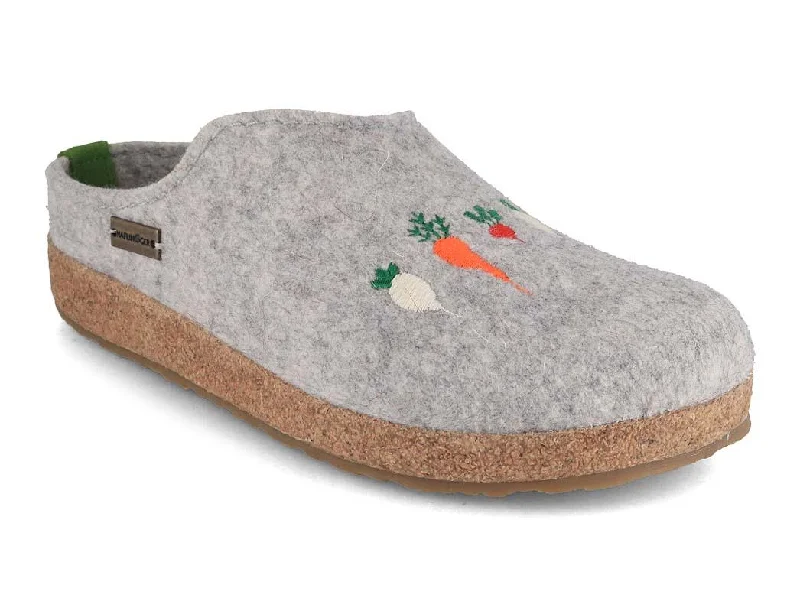 HAFLINGER Women Felt Clogs 'Grizzly Rübli', stone gray