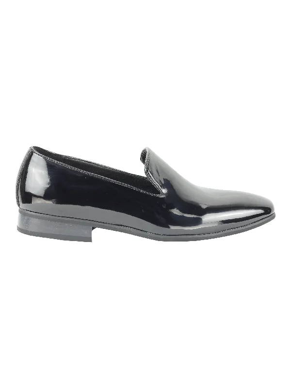 FAUX  PATENT LEATHER SHINY SLIP ON SHOES