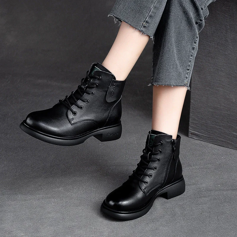 Women Retro Minimalist Soft Leather Casual Boots