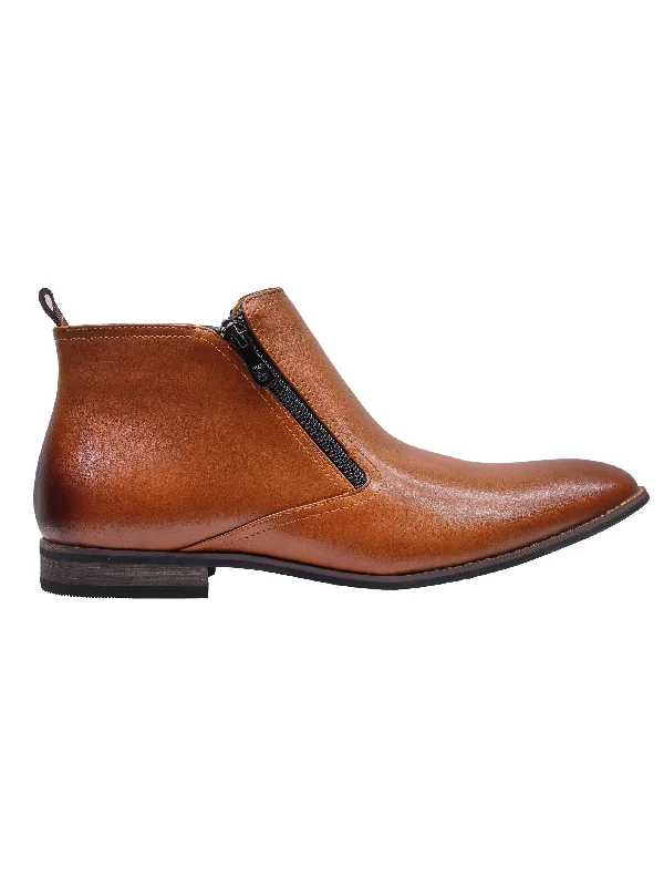 FAUX LEATHER CHELSEA BOOTS LOW ANKLE IN BROWN