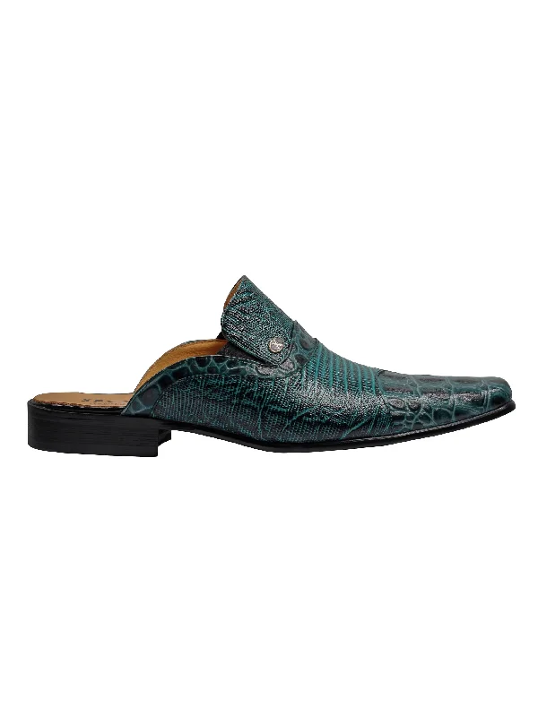 REAL LEATHER GREEN PRINTED HALF SHOE