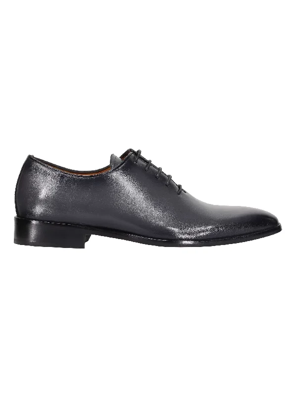 GREY CALF LEATHER WHOLECUT OXFORD LACE UP SHOES