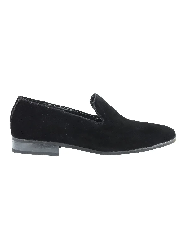 FAUX LEATHER SLIP ON BLACK SHOES