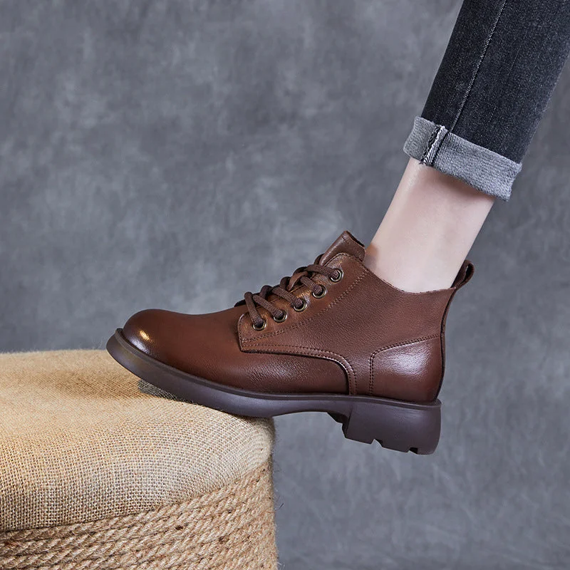 Women Minimalist Soft Cowhide Leather Ankle Boots