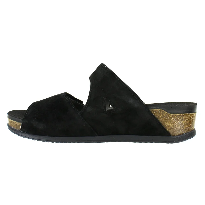 Ara Napa Black Adjustable Cork Wedge Slide Sandal (Women's)