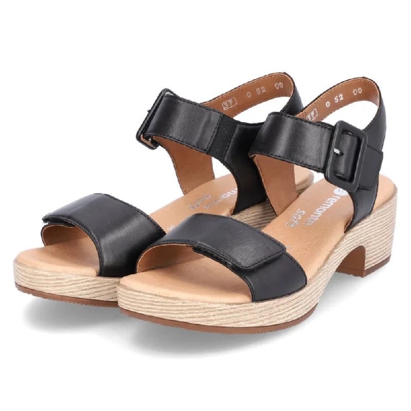 Remonte D0N52 Black Leather Sandal (Women's)