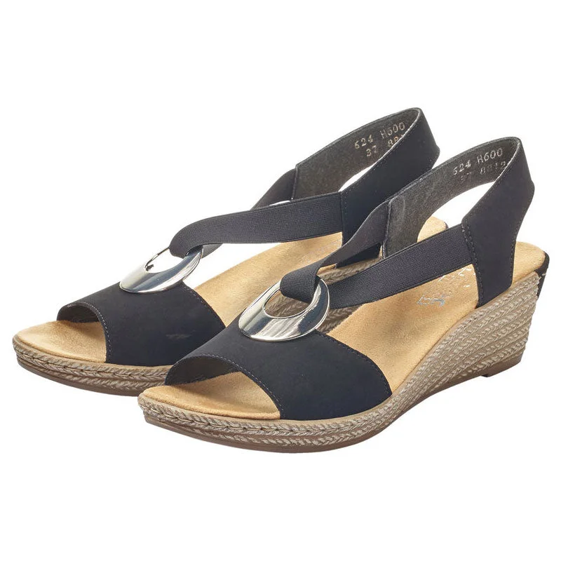 Rieker Fanni H6 Wedge Sandal Black (Women's)