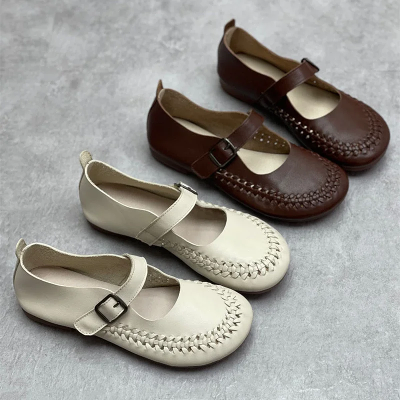 Spring Summer Retro Velcro Leather Casual Loafers