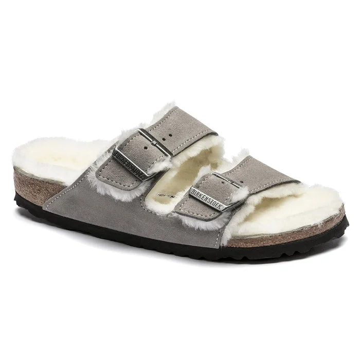 Womens Birkenstock Arizona Shearling Stone Coin