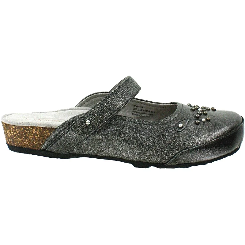 Women's Aetrex Amanda Mary-Jane Pewter Leather