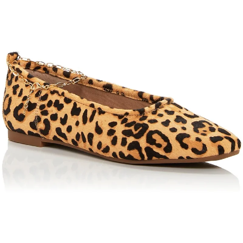 Aqua Womens Gabby Cow Hair Leopard Ankle Strap