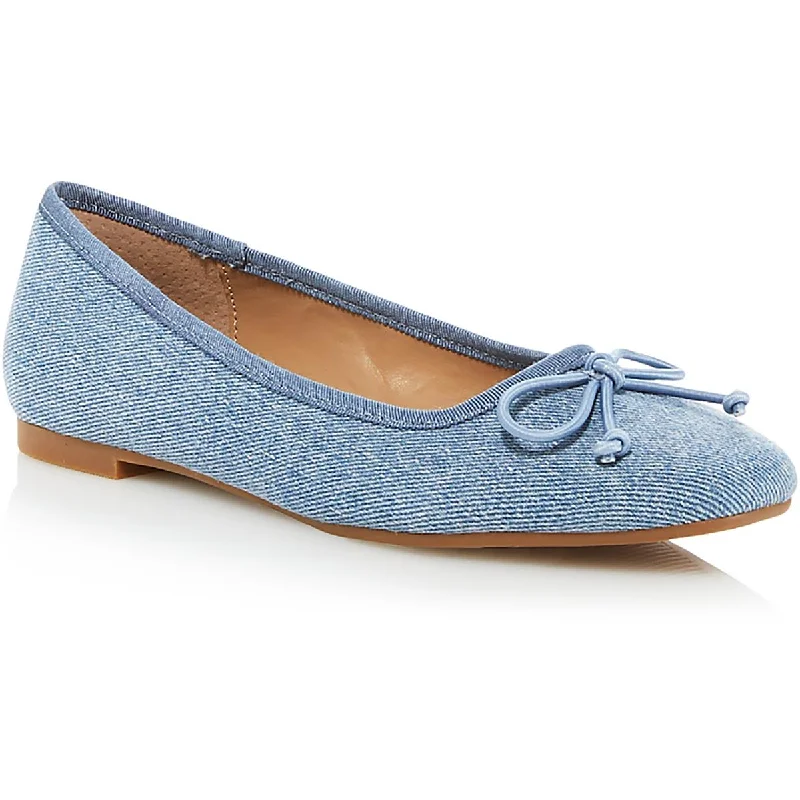 Aqua Womens Glee Denim Flat Ballet Flats