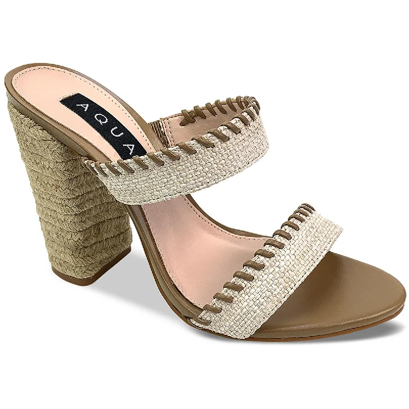 Aqua Womens Woven  Mules Casual Block Heels