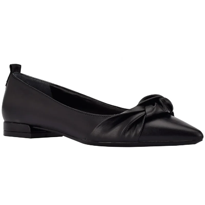 Calvin Klein Womens Kendy Faux Leather Slip-On Ballet Flats