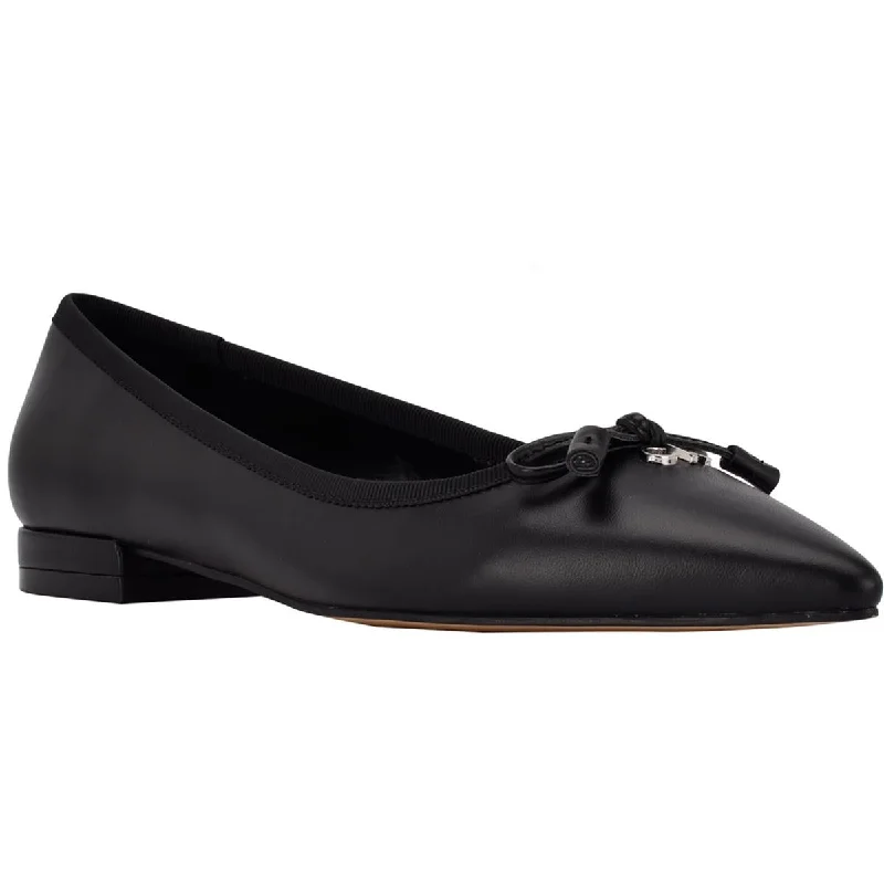 Calvin Klein Womens Kirra 2 Faux Leather Pointed Toe Ballet Flats