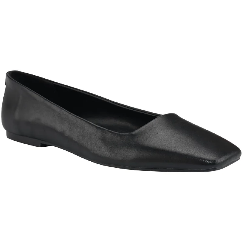 Calvin Klein Womens Nyta Leather Square Toe Ballet Flats