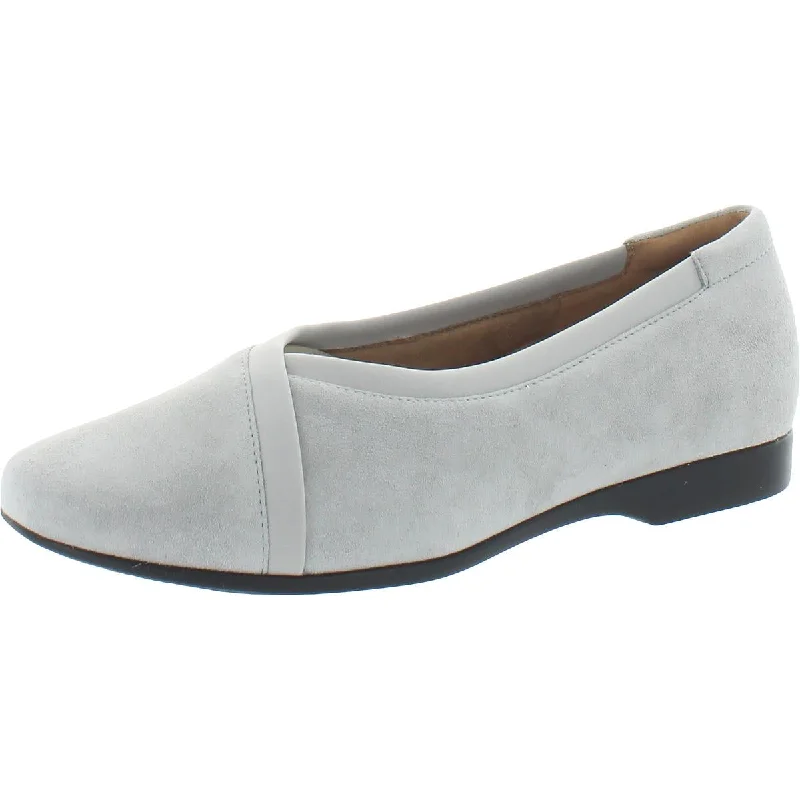 Clarks Unstructured Women's Un Darcey Ease Suede Slip On Ortholite Ballet Flat