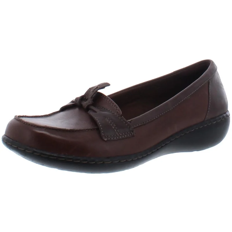 Clarks Womens Ashland Bubble Leather Pull On Loafers