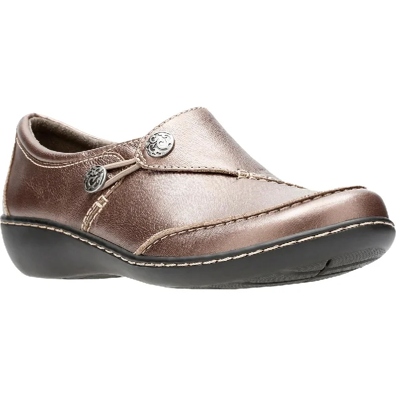 Clarks Womens Ashland Lane Leather Metallic Casual Shoes