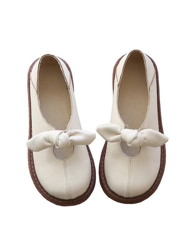 Round Head Wide Toe Retro Leather Spring Shoes