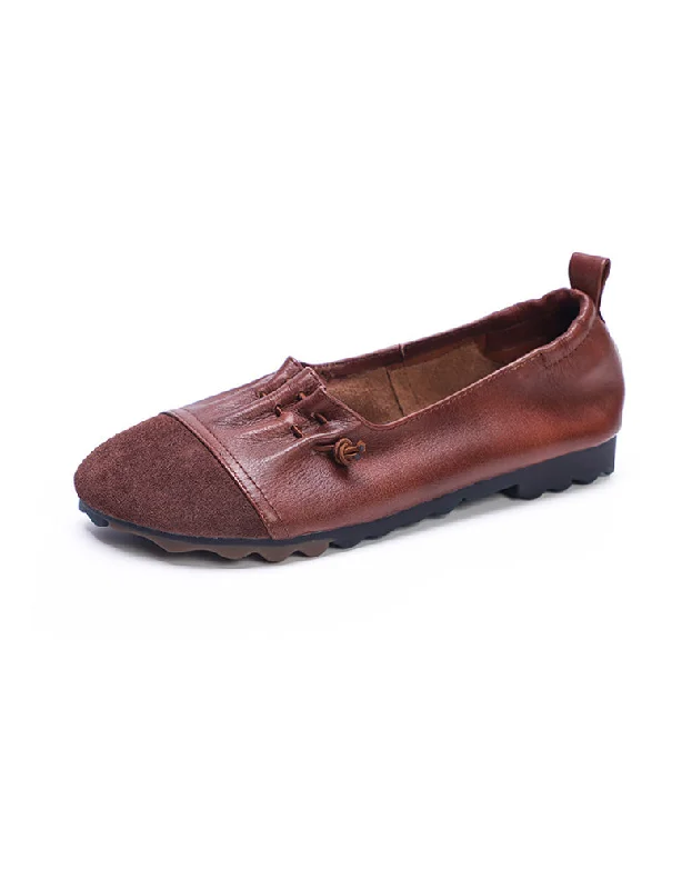 Handmade Soft Leather Paneled Mules Retro Flats