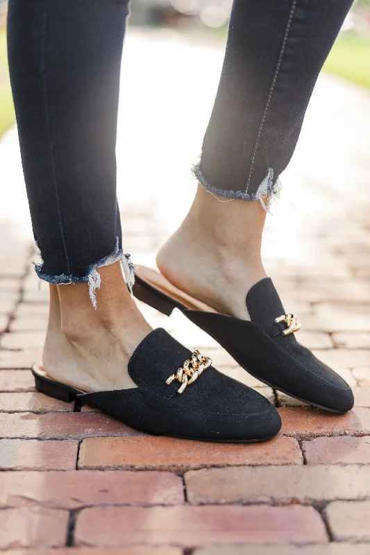 Keep Holding On Black Chain Mules