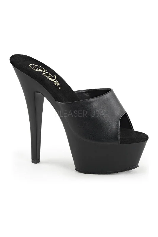 KISS-201 Platform Sandal | Black Faux Leather