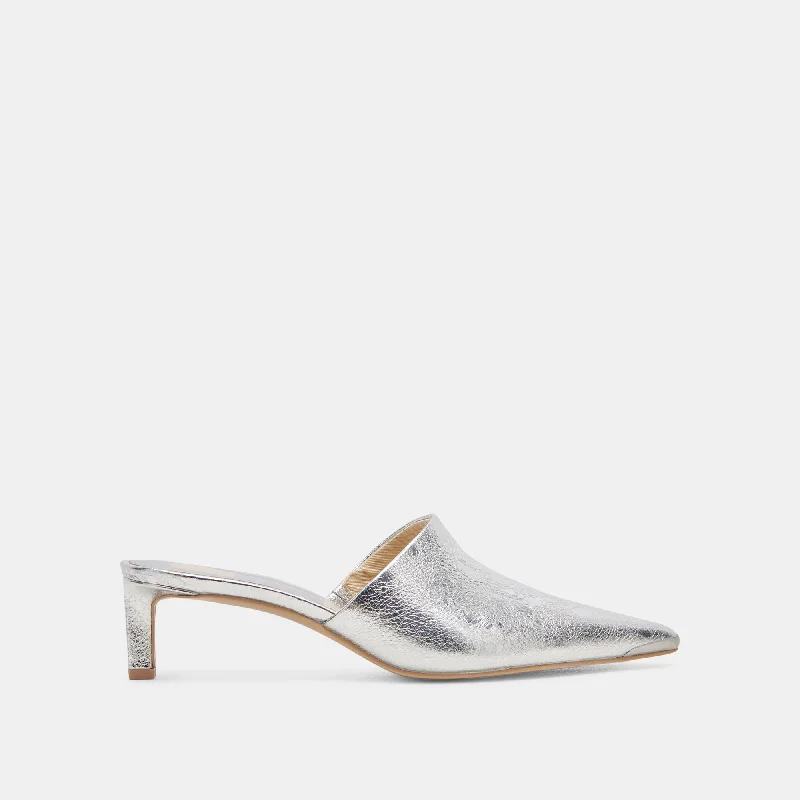 LEXY HEELS SILVER DISTRESSED LEATHER