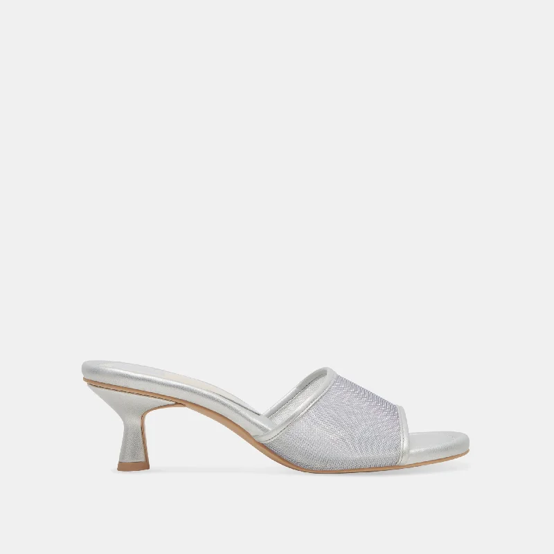 MEEZA HEELS SILVER MESH