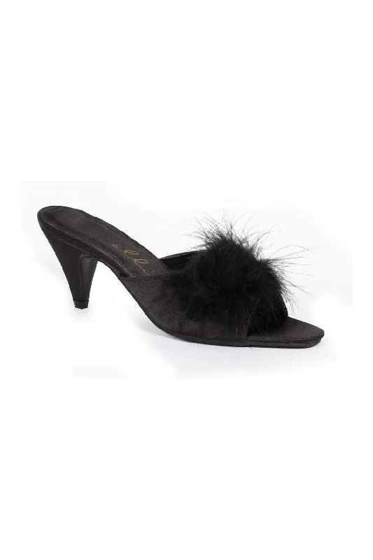 PHOEBE Marabou  | Black Genuine Satin