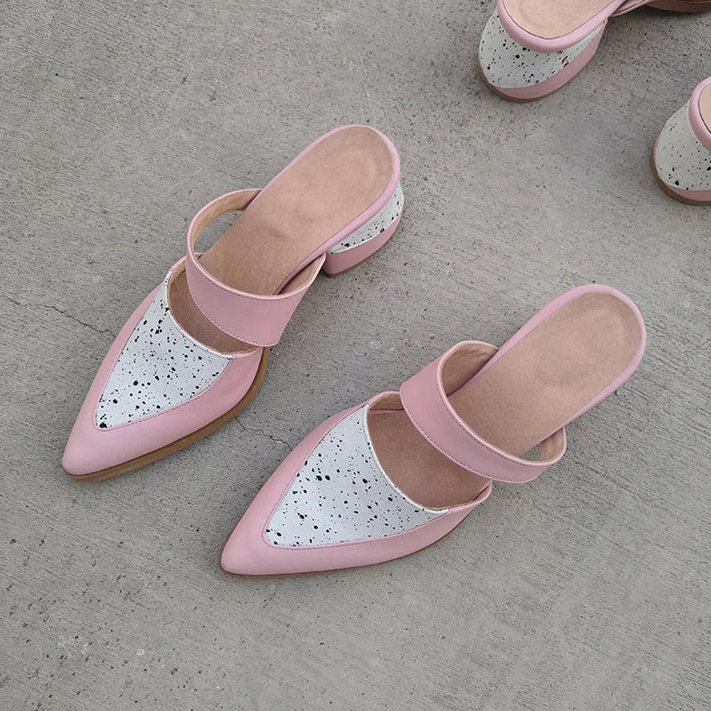 Pink Pointed Toe Mules - Bermuda